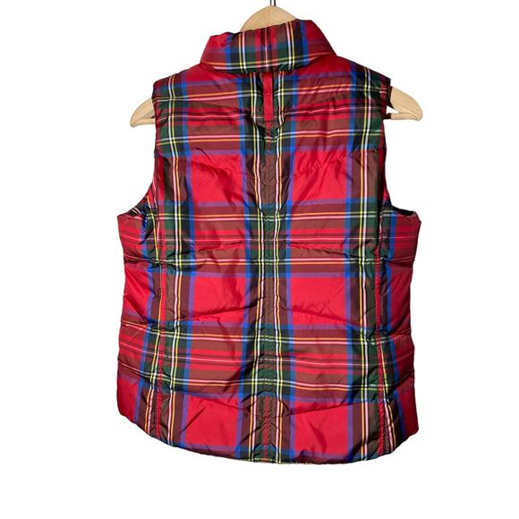Lands' End Red Plaid Down Puffer Vest  Sz XS Holiday Womens - Picture 2 of 5